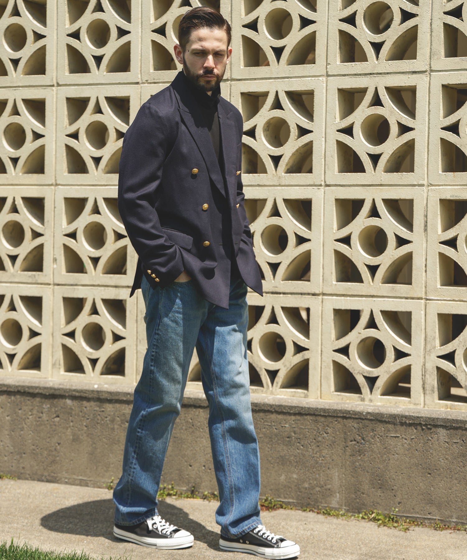 14oz SELVAGE DENIM / USED STANDARD STRAIGHT JEANS / M253108 – MR