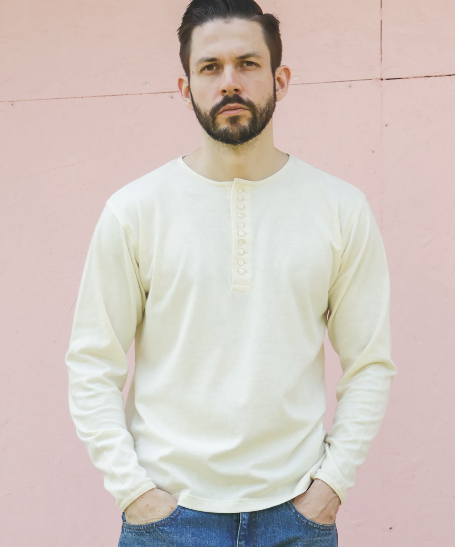 88/12 VINTAGE MATERIAL / 10-BUTTON HENLEY NECK SHIRT / M253113
