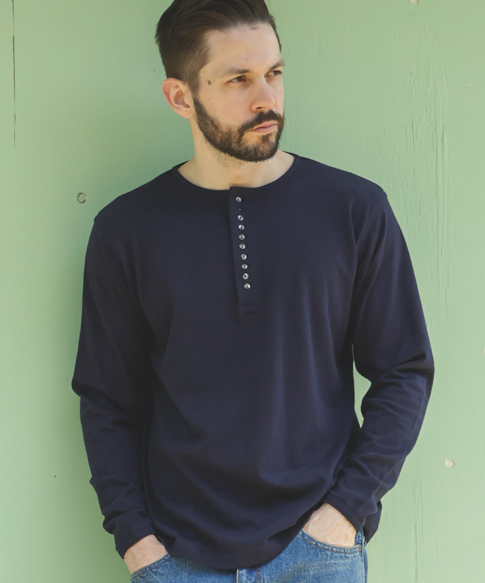 88/12 VINTAGE MATERIAL / 10-BUTTON HENLEY NECK SHIRT / M253113