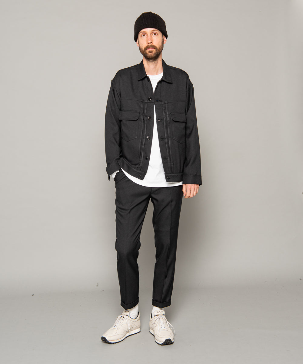 MR.OLIVE / RETRO POLYESTER TWILL / ONE PLEATS STA-PREST TAPERED PANTS