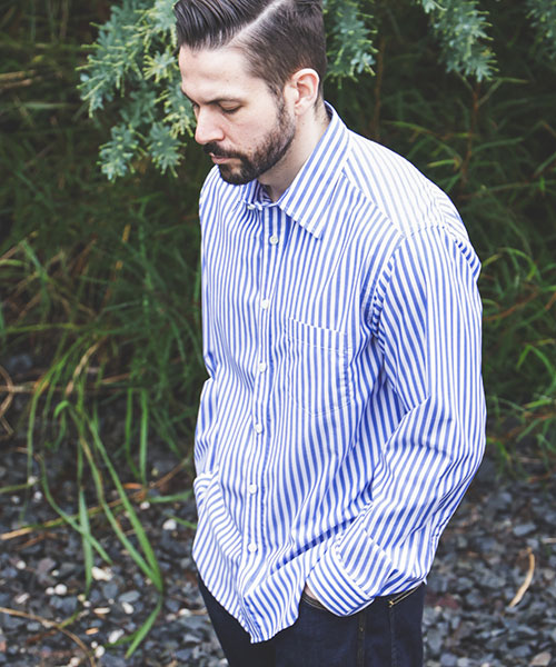 T/R BROAD STRIPE CLOTH / REGULAR COLLAR SHIRT