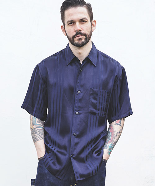 VISCOSE SHADOW STRIPE / REGULAR COLLAR SHIRT